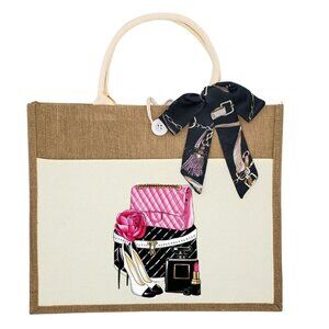 Custom Canvas Tote Bag, Large Size - Fashion Theme #9 - Cream Tote